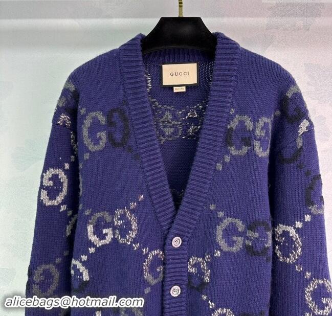 ​Modern Classic Gucci GG Wool Cardigan G82718 Blue 2024