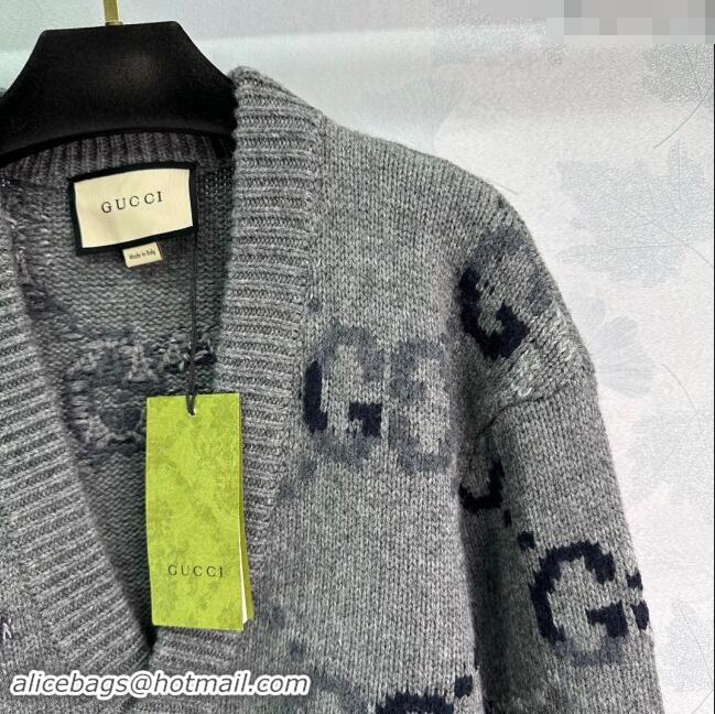 Original Cheap Gucci GG Wool Cardigan G82719 Grey 2024