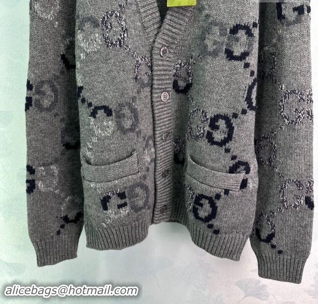 Original Cheap Gucci GG Wool Cardigan G82719 Grey 2024