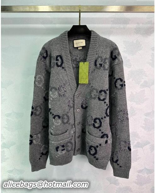 Original Cheap Gucci GG Wool Cardigan G82719 Grey 2024