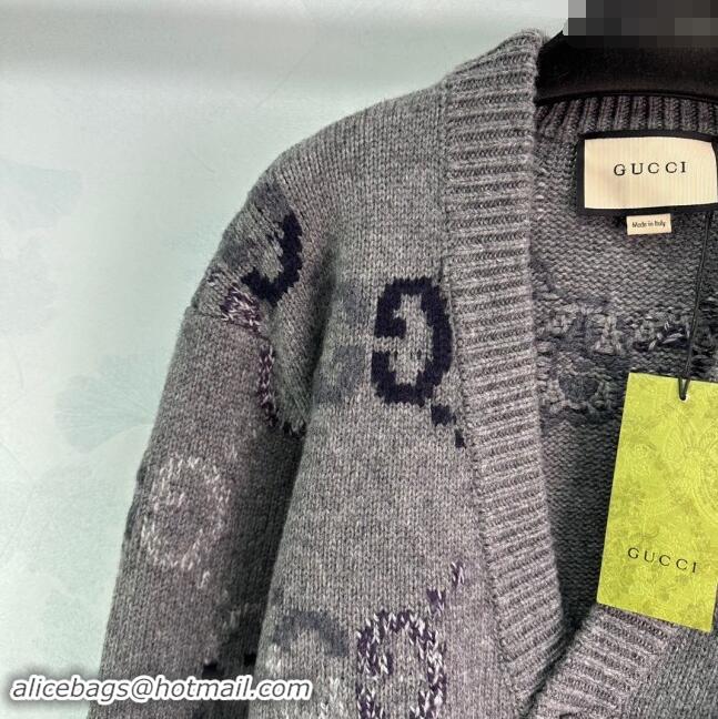 Original Cheap Gucci GG Wool Cardigan G82719 Grey 2024