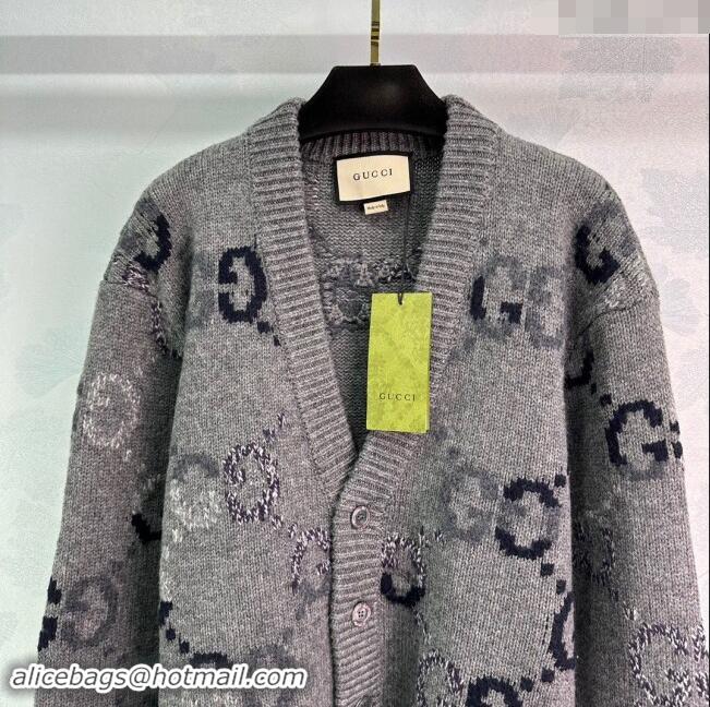 Original Cheap Gucci GG Wool Cardigan G82719 Grey 2024