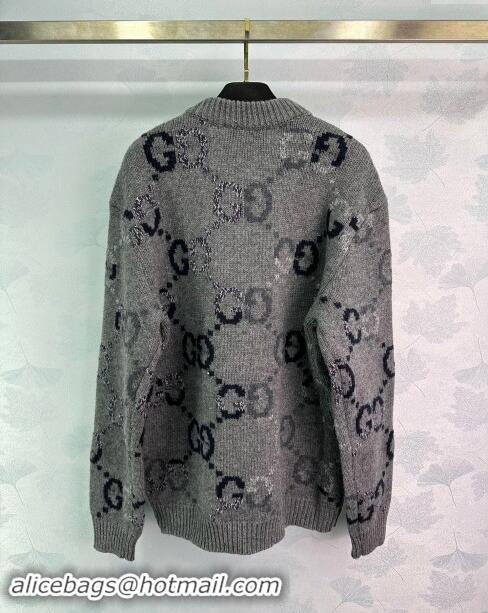 Original Cheap Gucci GG Wool Cardigan G82719 Grey 2024