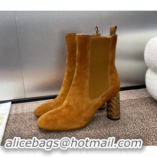 Stylish Dior Icon Heeled Ankle Boot in Brown Suede Goatskin 092914