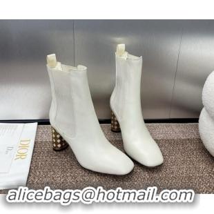 Good Quality Dior Icon Heeled Ankle Boot in White Calfskin 092916