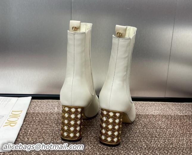 Good Quality Dior Icon Heeled Ankle Boot in White Calfskin 092916