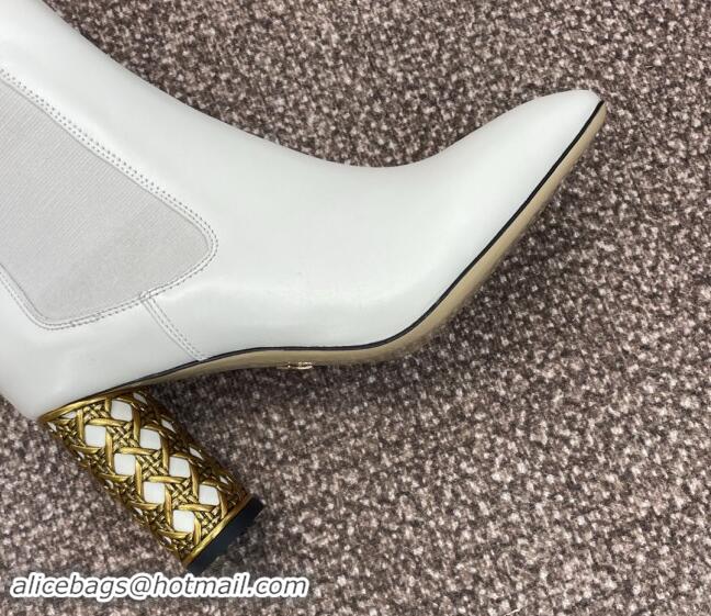 Good Quality Dior Icon Heeled Ankle Boot in White Calfskin 092916