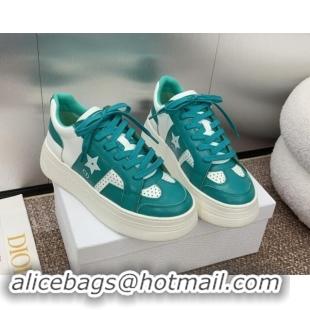 Sophisticated Dior Star Platform Sneaker in Calfskin White/Green 092917