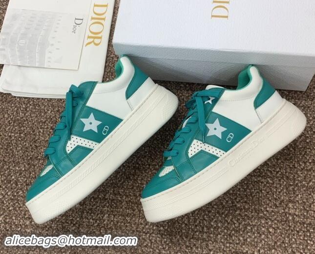 Sophisticated Dior Star Platform Sneaker in Calfskin White/Green 092917