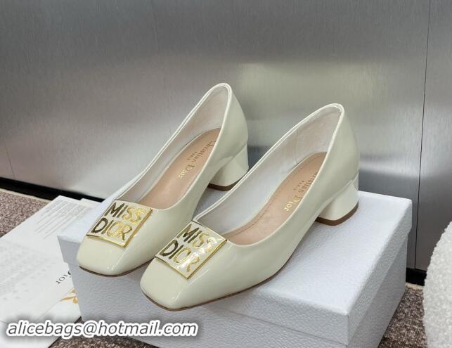 Durable Dior Miss Dior Pump 3.5cm in Patent Calfskin White 930001