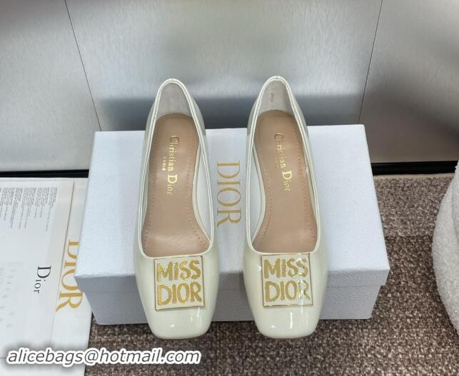 Durable Dior Miss Dior Pump 3.5cm in Patent Calfskin White 930001