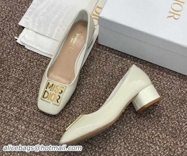 Durable Dior Miss Dior Pump 3.5cm in Patent Calfskin White 930001