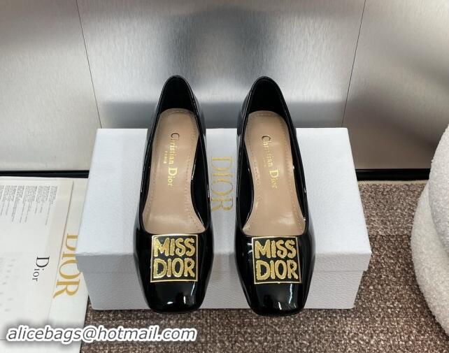 Sumptuous Dior Miss Dior Pump 3.5cm in Patent Calfskin Black 930002