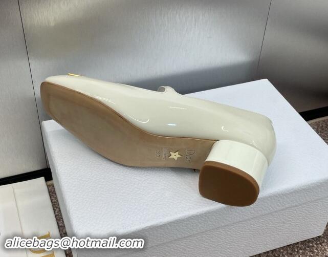 Classic Hot Dior Miss Dior Mary Janes Pumps 3.5cm in Patent Leather White 930003