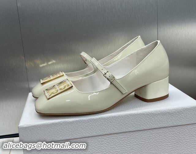 Classic Hot Dior Miss Dior Mary Janes Pumps 3.5cm in Patent Leather White 930003