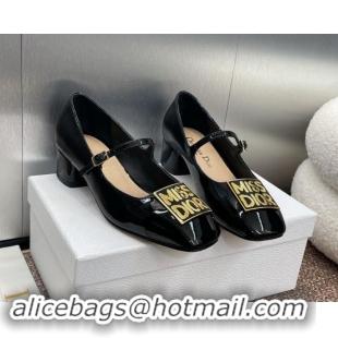 Popular Style Dior Miss Dior Mary Janes Pumps 3.5cm in Patent Leather Black 930004