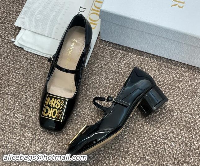 Popular Style Dior Miss Dior Mary Janes Pumps 3.5cm in Patent Leather Black 930004