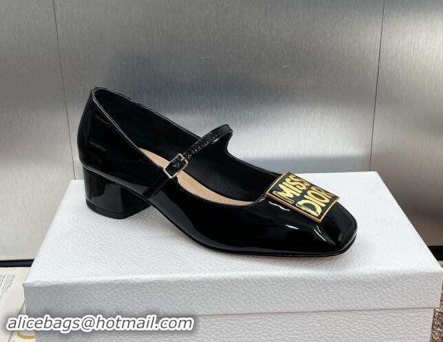 Popular Style Dior Miss Dior Mary Janes Pumps 3.5cm in Patent Leather Black 930004