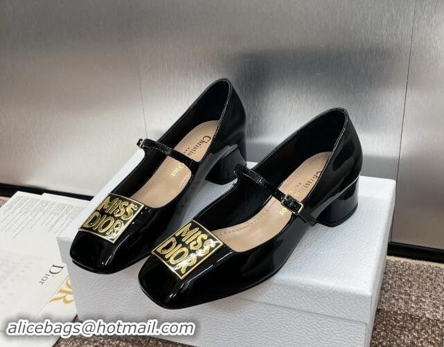 Popular Style Dior Miss Dior Mary Janes Pumps 3.5cm in Patent Leather Black 930004