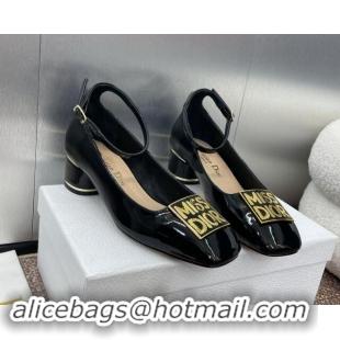 Good Product Dior Miss Dior Pump 3.5cm with Ankle Strap in Patent Calfskin Black 930006