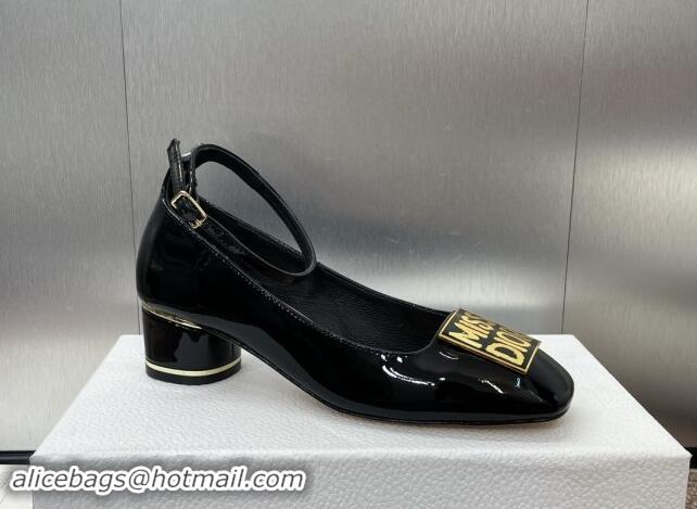 Good Product Dior Miss Dior Pump 3.5cm with Ankle Strap in Patent Calfskin Black 930006