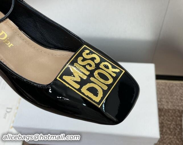 Good Product Dior Miss Dior Pump 3.5cm with Ankle Strap in Patent Calfskin Black 930006