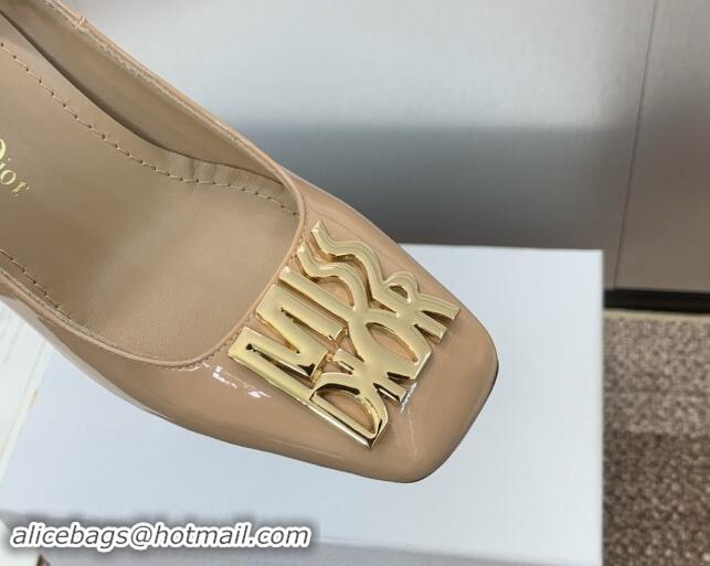 1:1 aaaaa Dior Miss Dior Pump 8.5cm with Ankle Strap in Patent Calfskin Beige 930008