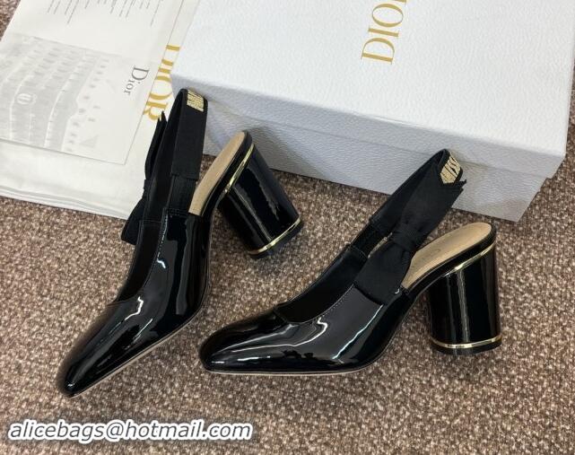 Best Product Dior Miss Dior Paris Slingback Pumps 8.5cm in Patent Calfskin with Bow Black 930010