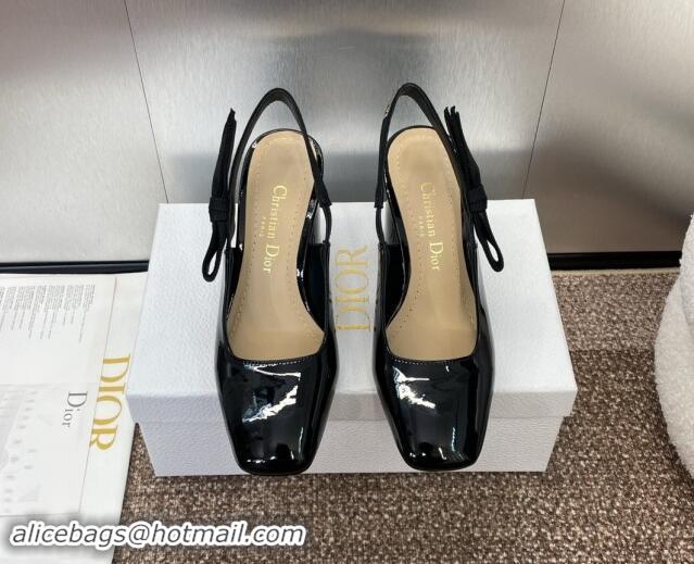 Best Product Dior Miss Dior Paris Slingback Pumps 8.5cm in Patent Calfskin with Bow Black 930010