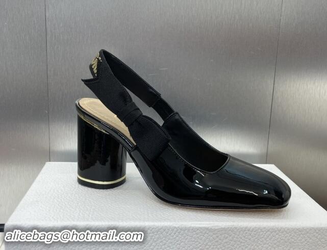 Best Product Dior Miss Dior Paris Slingback Pumps 8.5cm in Patent Calfskin with Bow Black 930010