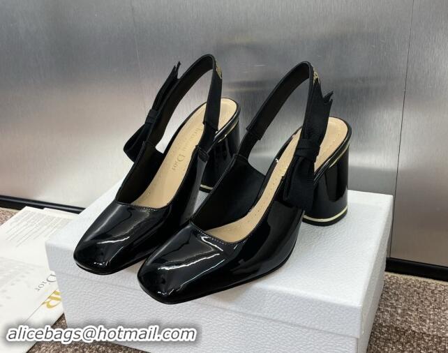 Best Product Dior Miss Dior Paris Slingback Pumps 8.5cm in Patent Calfskin with Bow Black 930010