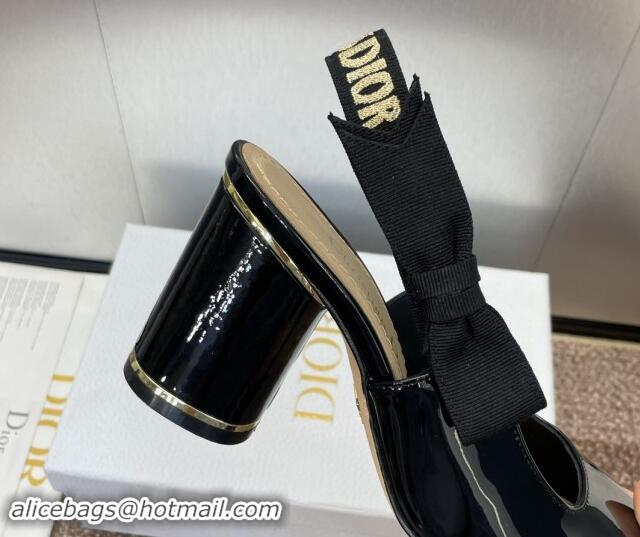 Best Product Dior Miss Dior Paris Slingback Pumps 8.5cm in Patent Calfskin with Bow Black 930010