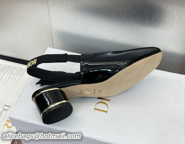 Pretty Style Dior Miss Dior Paris Slingback Pumps 3.5cm in Patent Calfskin with Bow Black 930011