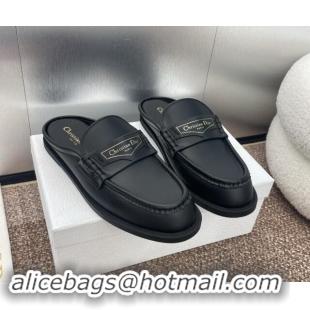 Low Price Dior Boy Flat Mules in Calfskin Leather Black 930015