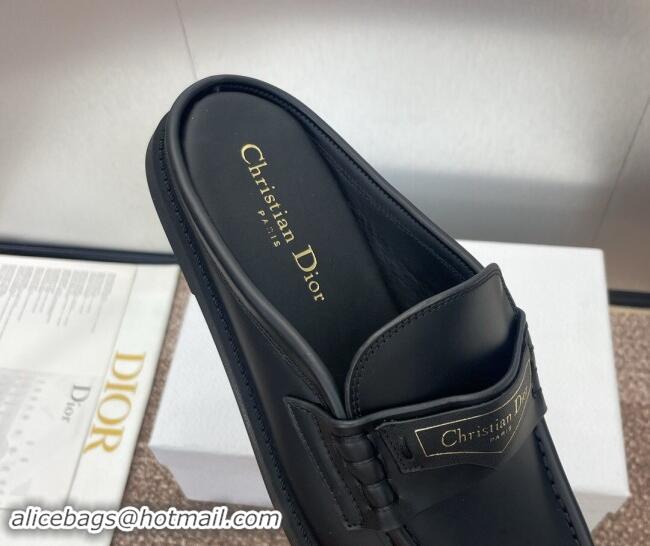 Low Price Dior Boy Flat Mules in Calfskin Leather Black 930015