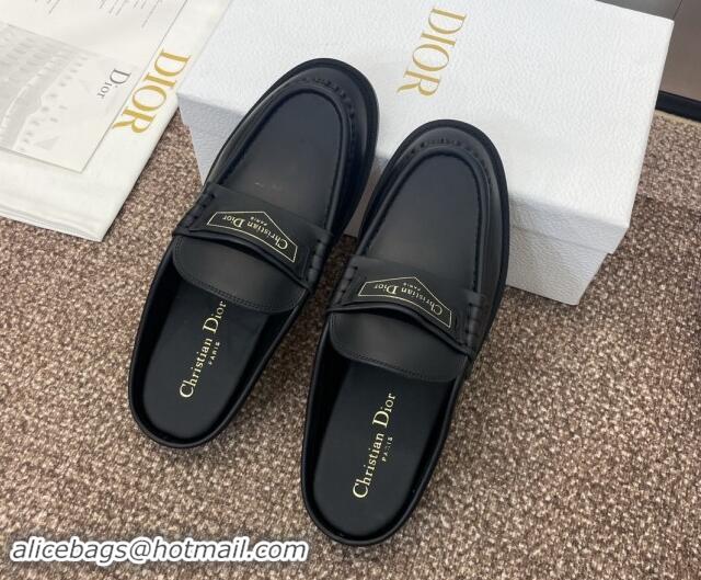 Low Price Dior Boy Flat Mules in Calfskin Leather Black 930015