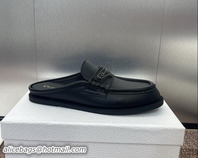 Low Price Dior Boy Flat Mules in Calfskin Leather Black 930015