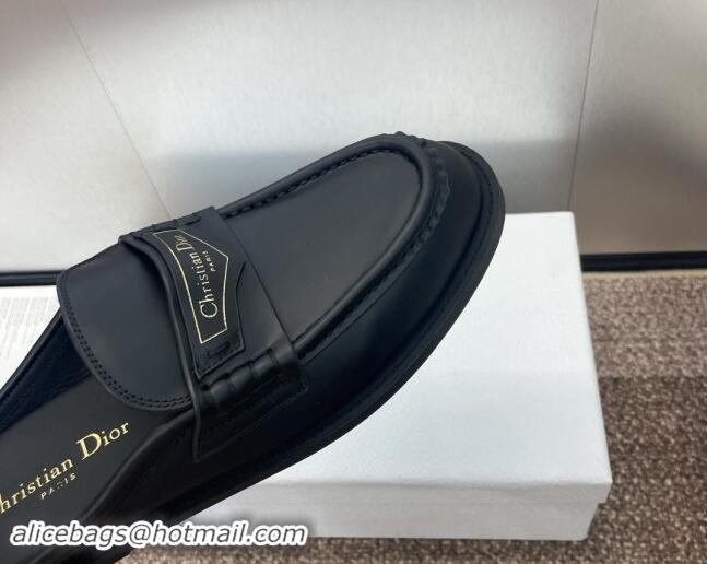 Low Price Dior Boy Flat Mules in Calfskin Leather Black 930015