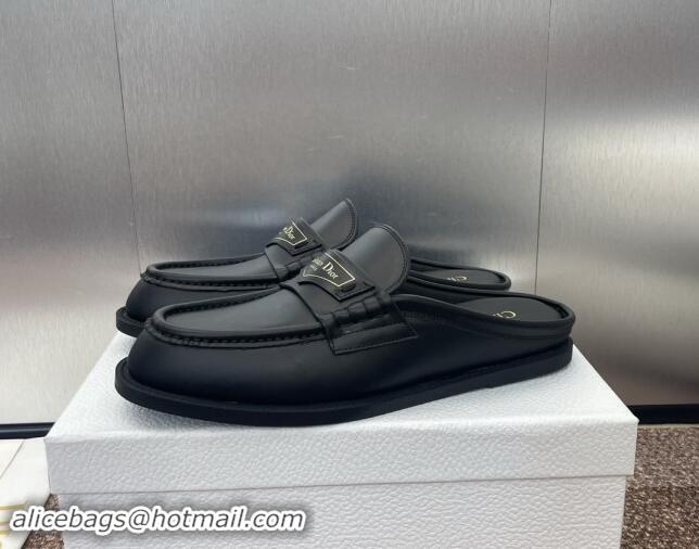 Low Price Dior Boy Flat Mules in Calfskin Leather Black 930015