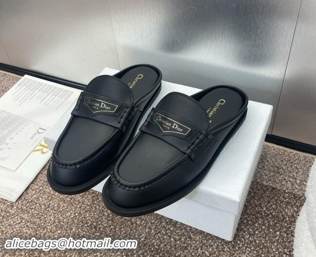 Low Price Dior Boy Flat Mules in Calfskin Leather Black 930015