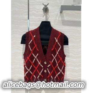 Luxury Cheap Chanel Cashmere Vest CH82723 Red 2024