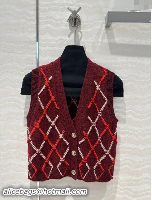 Luxury Cheap Chanel Cashmere Vest CH82723 Red 2024