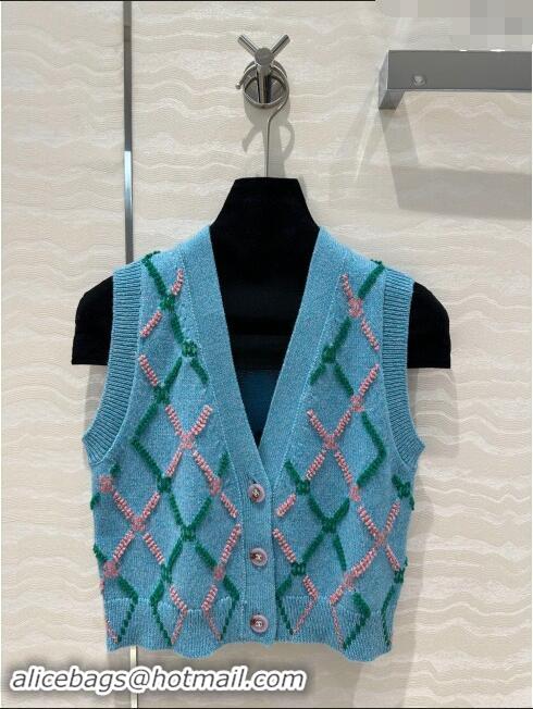 Reasonable Price Chanel Cashmere Vest CH82724 Blue 2024