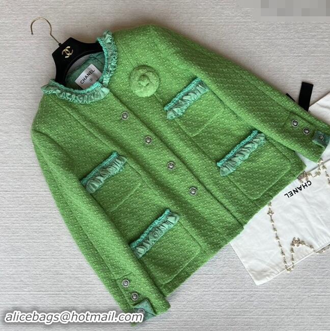 Buy Discount Chanel Tweed Jacket CH83005 Green 2024