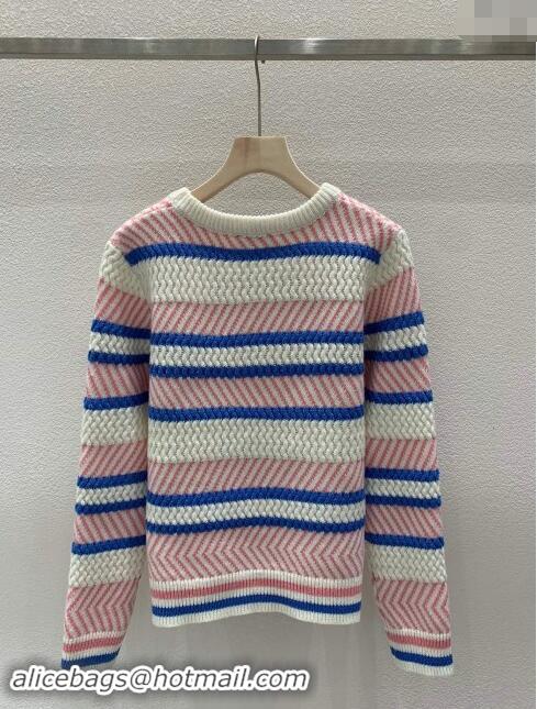 Famous Brand Chanel Knit Sweater CH91007 Pink/White/Blue 2024