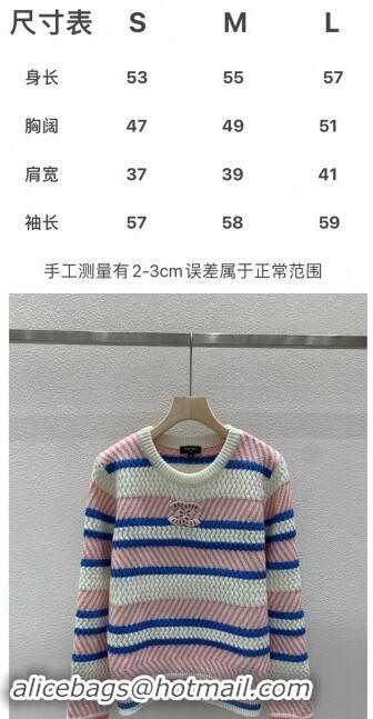 Famous Brand Chanel Knit Sweater CH91007 Pink/White/Blue 2024