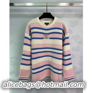 Top Grade Chanel Knit Long Sweater CH91008 Pink/White/Blue 2024