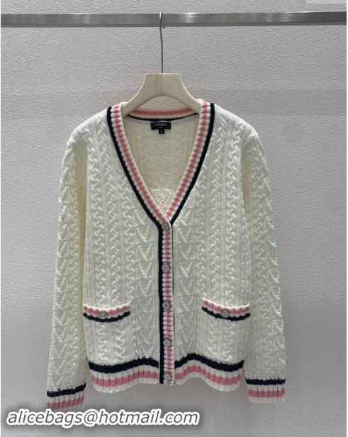 Luxury Cheap Chanel Wool Cardigan CH91109 White 2024