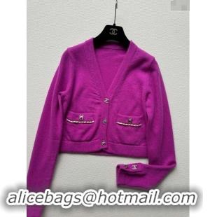 Most Popular Chanel Wool Cardigan with Pockets CH92316 Purple 2024