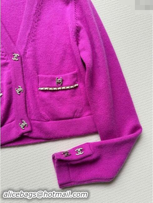 Most Popular Chanel Wool Cardigan with Pockets CH92316 Purple 2024